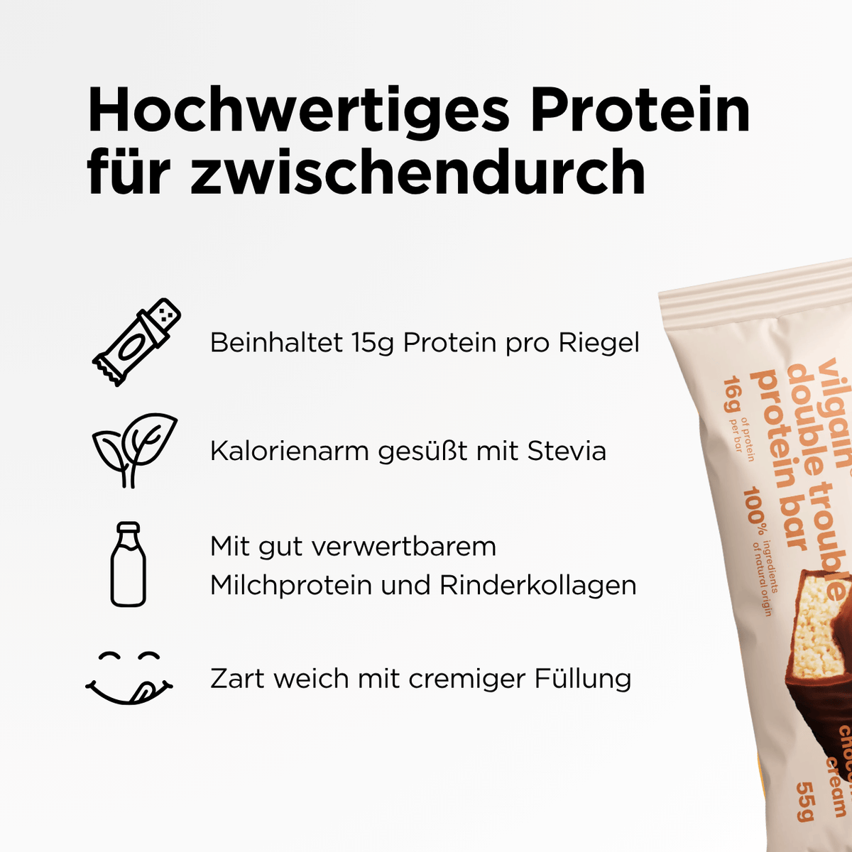 Protein Riegel Double Trouble Knusprige Schokoladencreme