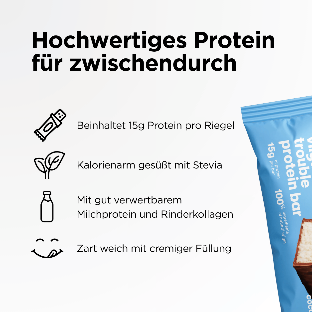 Protein Riegel Double Trouble Kokosnuss mit Milchschokolade