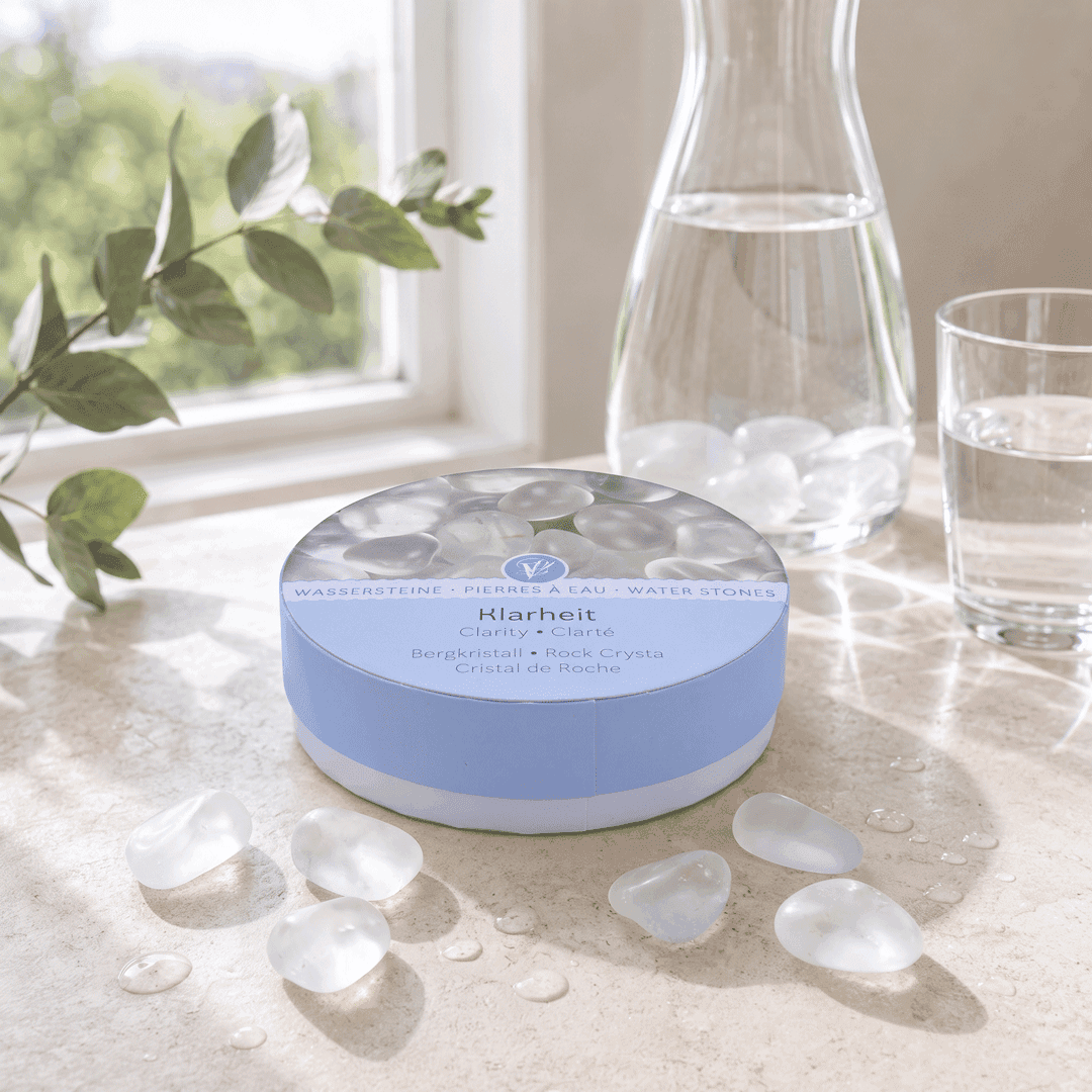 Bergkristall Wassersteine „Klarheit und Wahrnehmung“ in Geschenkdose
