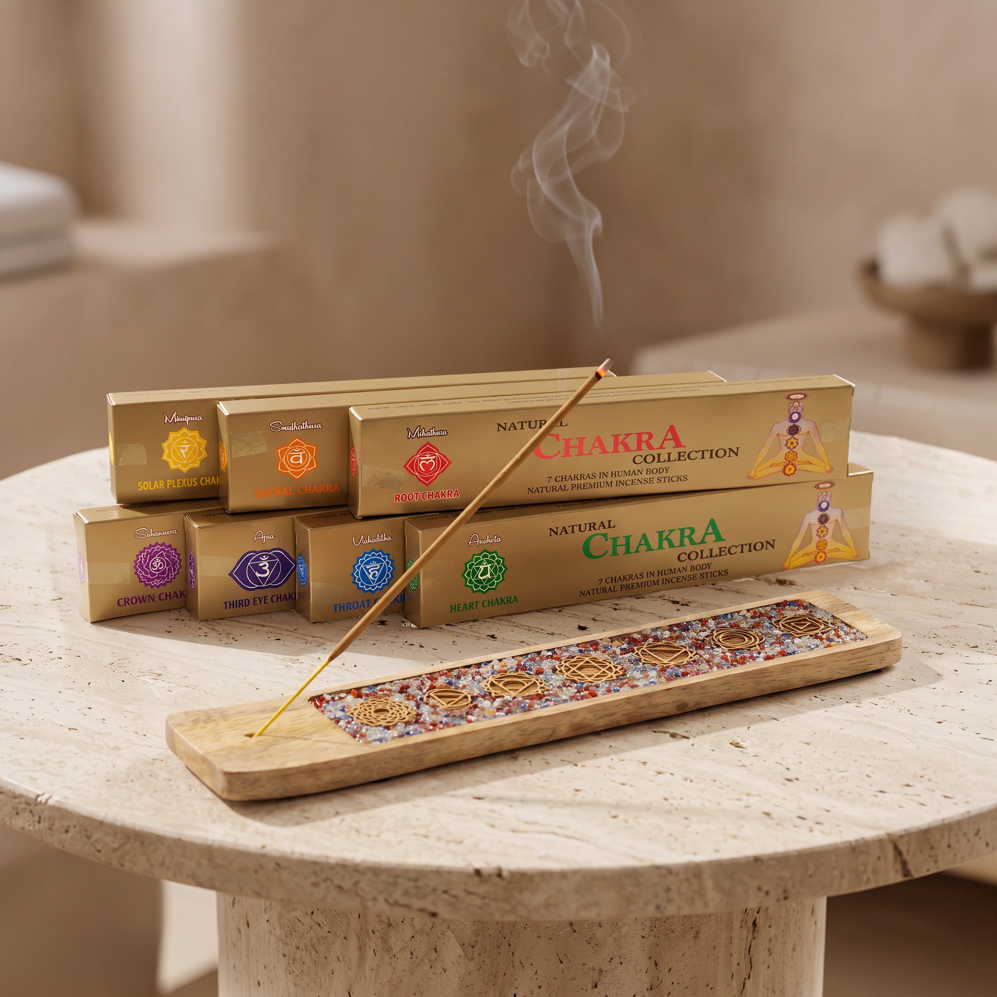 Räucherstäbchen Geschenkset 7 Chakren im Stimmungsbild