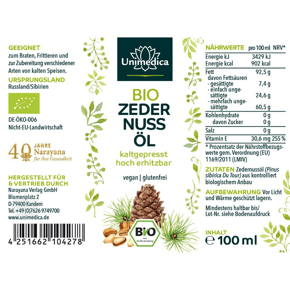 Zedernussöl kaltgepresst