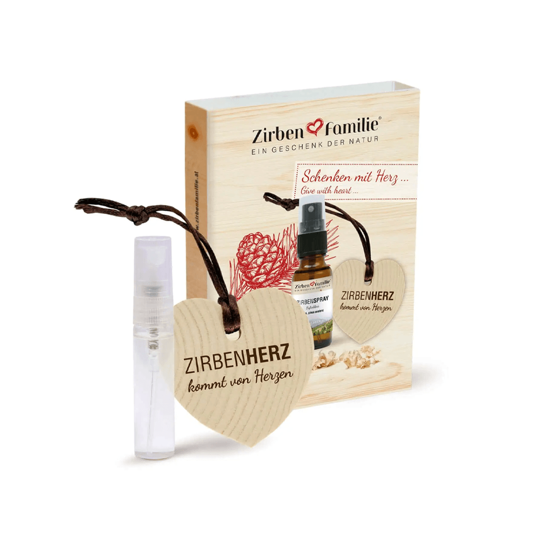 Zirbenherz und Zirbenspray Anhänger Set