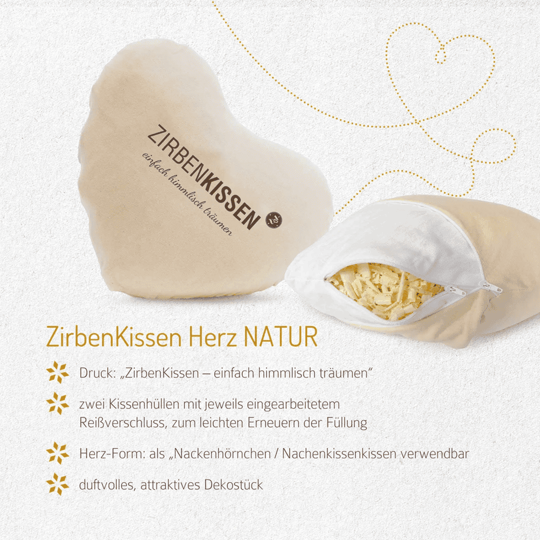 Zirben Kissen in Herzform 40 x 40 cm