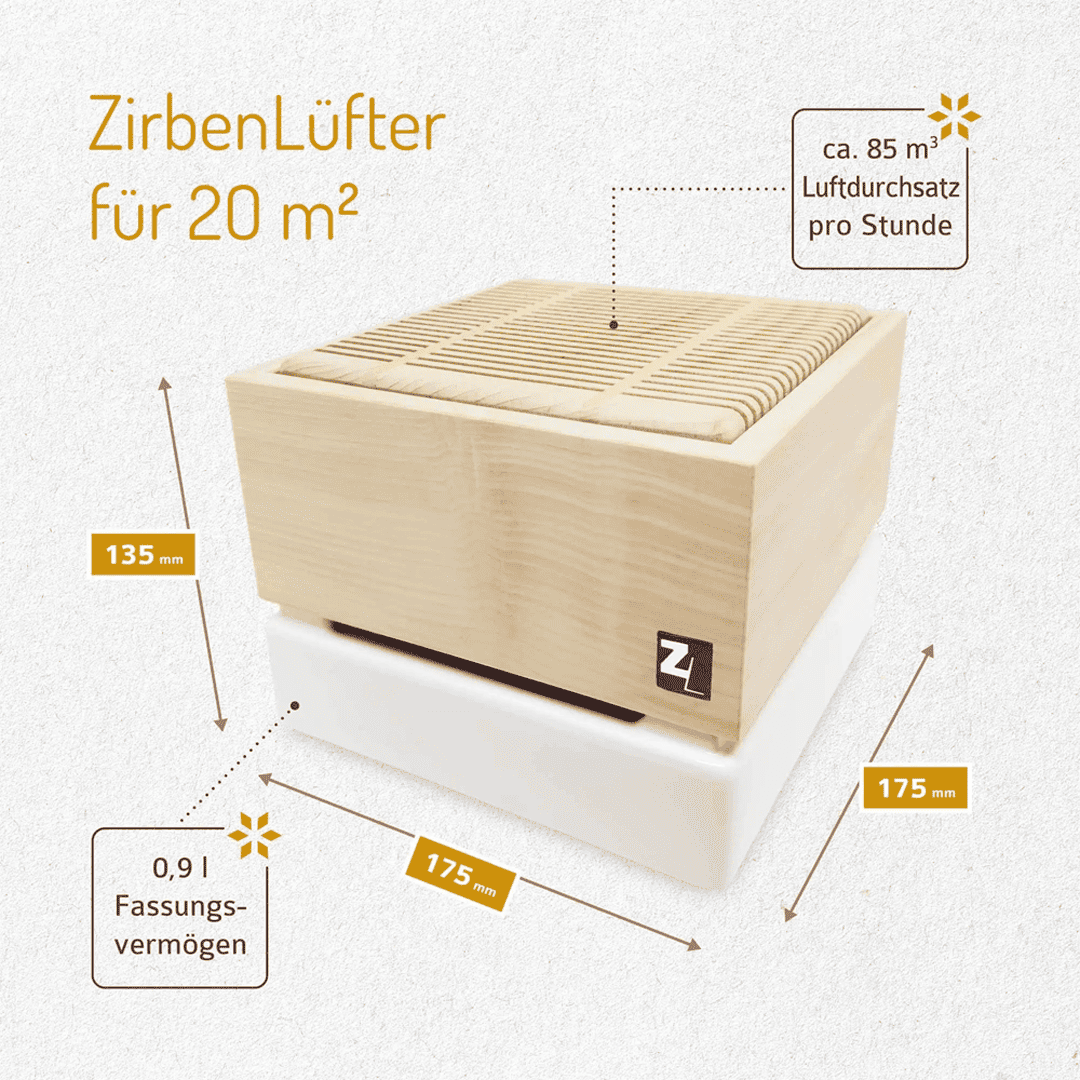 Zirbenlüfter Aura (Cube II Mini) für ein tolles Raumklima