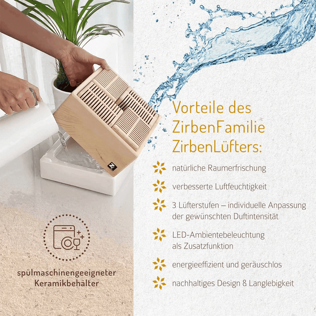 Zirbenlüfter Aura (Cube II Mini) für ein tolles Raumklima