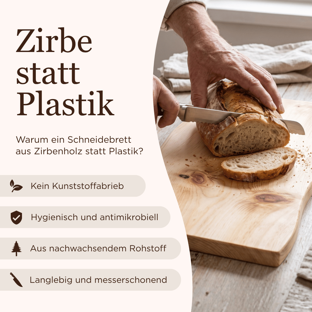 Zirben Jausenbrett mit Waldkante
